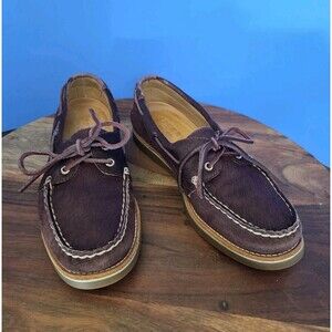 Sperry Top-Sider Boat Shoe Gold Cup A/O Premium Women's 9.5M Brown Cow Fur/Suede